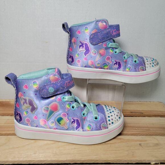 Skechers Girls Lite-Up Hi-Tops Purple Unicorn w/ "Twinkle Toes" - Size 11 - Picture 3 of 8